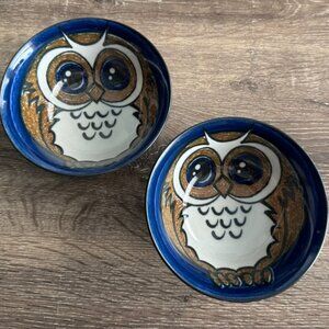 Set of 2 Kafuh Serving Dish Painted Owl Rice Bowl